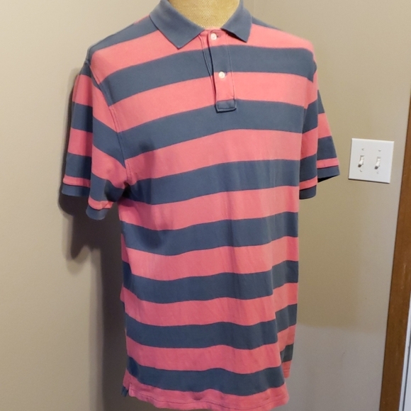 J crew pink and grey striped traditional polo - Picture 2 of 4